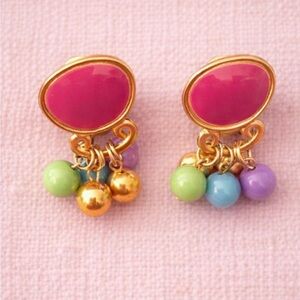 Vintage Enamel Clip On Earrings